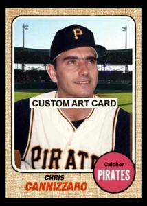 Chris Cannizzaro Pittsburgh Pirates 2024 / 1968 Custom Made Baseball Art Card - Picture 1 of 2