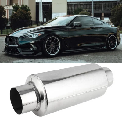Silenciador de escape resonador tono profundo 2,5" entrada/salida 12" L para Infiniti Q50 Q60 Q70 Foto 1 de 4
