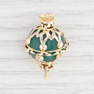 Colgante De Lámpara Ornamental 10k Oro Amarillo Con Perla De Aventurina Verde - Imagen 1 de 4