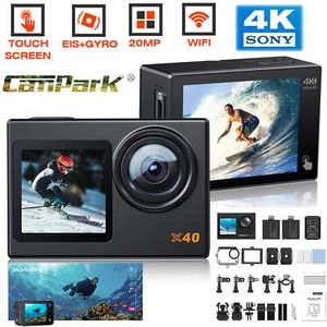 CAMPARK Vlogging Camera 4K 20MP Action Sports Camera DualScreen Touchscreen WiFi - Picture 1 of 12