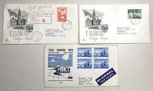 Lot of 3 Canadian FDCs 1955-1958 - Mailed to Seattle, WA - Picture 1 of 2