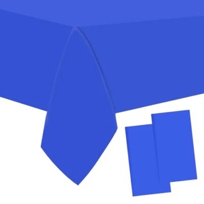 2 Packaging Plastic Tablecloth, 54 inch x108 inch Rectangular Pack of 2 Blue - Image 1 of 4