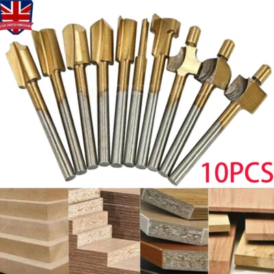 For Dremel Rotary Tool Durable 10Pcs 1/8" 3mm Mini HSS Router Bits Trimmer Shank - Image 1 of 4