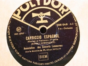 ++ALBERT WOLFF/CONCERTS LAMOUREUX capriccio espagnol RIMSKY KORSAKOFF 78T VG++ - Imagen 1 de 1