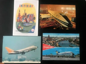 Fünf Postkarten SAA Boeing 747 LUFTHANSA 727 Tante Ju KLM Amsterdam alt Reklame  - Bild 1 von 4