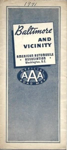 1941 AAA Road Map BALTIMORE Curtiss-Wright Airport Towson Pikesville Maryland - Picture 1 of 6