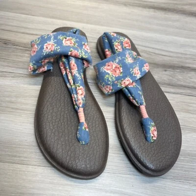 Сандалии Sanuk Yoga Sling 2 размер 10 с синим и розовым принтом летние коврики для йоги сандалии - Изображение 1 из 4