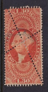 1863 Series Foreign Exchange revenue single Sc 77c $1.30 orange used (YG - Picture 1 of 1