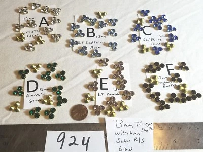 Conjunto de pinos 924 triangulares Swarovski elementos bronze achados joias artesanato 13 mm - Imagem 1 de 4