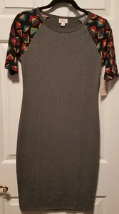 LuLaRoe Julia Dress Gray Aztec Design Sleeves Size XS - NWT - Picture 1 of 2