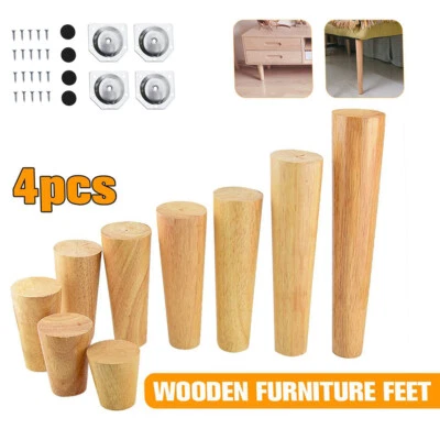 4x Solid Wooden Furniture Feet/Legs-Sofa,Settee,Chair-REPLACEMENT 15~69cm 5Color - Image 1 of 4