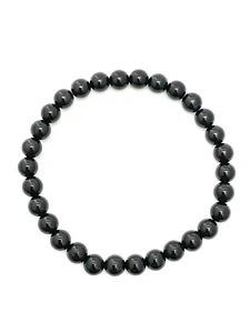 Natural Black Onyx 7.2" 6.2mm Gemstone Bead Bracelet w/Stretch Cord - Picture 1 of 2