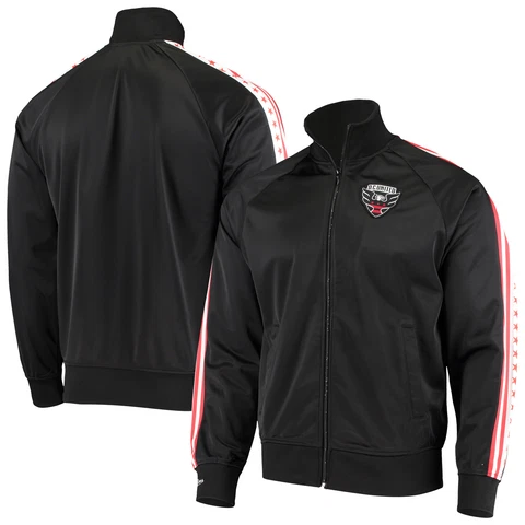 Men's Mitchell & Ness Black D.C. United Track Raglan Full-Zip Jacket Cover