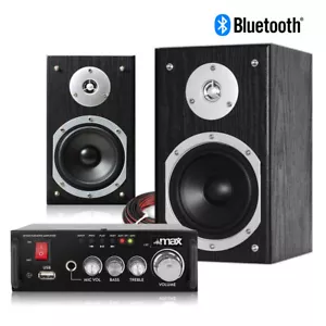 Fenton SHFB55B HiFi Bookshelf Speakers with Bluetooth & 5" Amplifier Home Audio - Picture 1 of 12