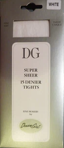 2 Paar tanzende Mädchen Einheitsgröße Vintage 15 DEN Uni Strick Strumpfhosen in weiß - Bild 1 von 2