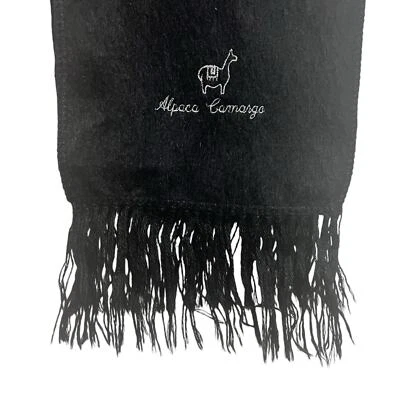 Cachecol unissex Alpaca Camargo preto lã alpaca com franjas - Imagem 1 de 4