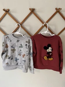 Disney Sweatshirts Mickey Mouse Pullover Long Sleeve Toddler 4T Lot of 2 - Picture 1 of 8