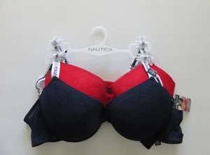 (#259) Nautica 2pk Everyday Lace Lightly Lined Bras Size 40DD - Blue & Red - $48 - Picture 1 of 8