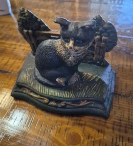 DE COLECCIÓN Gatito Blanco y Negro Hierro Fundido Esmoquin Gato Estatuilla Servilletero - Imagen 1 de 15