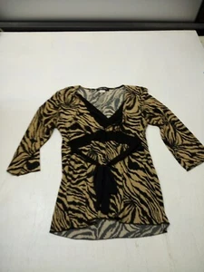Vintage 90s Y2K Only Nine Top Womens SZ Small Tiger Print Belted - Picture 1 of 5