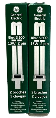 2 GE COMPACT F13BX/827/ECO GE Biax 13W, T4 PL Plug-In Fluorescent Light Bulbs - Image 1 of 4