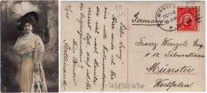 Philippines US 1908 picture postcard PPC Elegant Woman to Germany - Picture 1 of 3
