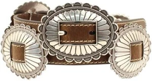 Nocona Western Womens Belt Large Oval Silver Conchos Brown N320000002 - Picture 1 of 1