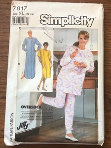 Vintage Simplicity 7817 Misses' Nightgown & Pajamas Patter Sizes 22-24 XL - Picture 1 of 4