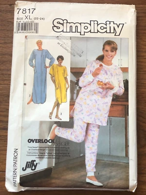 Vintage Simplicity 7817 Misses' Nightgown & Pajamas Patter Sizes 22-24 XL - Image 1 of 4