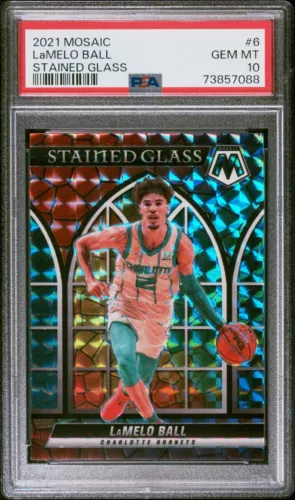 2021-22 Panini Mosaic LaMelo Ball #6 Stained Glass Case Hit SSP PSA 10