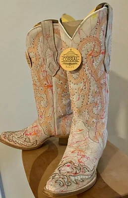 Botas de Vaquero Mujer CORRAL 7.5 C3980 Talla 7 1/2 $349 Bordadas ¡OFERTA! NUEVO EN CAJA Foto 1 de 4