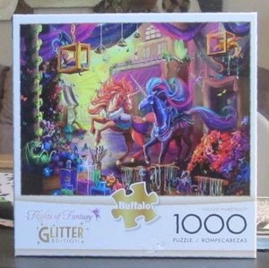 TWILIGHT MARKET PLACE - FLIGHTS OF FANTASY - Complete - BUFFALO GLITTER PUZZLE - Foto 1 di 2