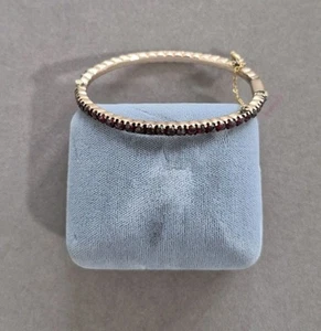 Beautiful vintage art deco gold filled Garnet bangle bracelet, so cute! - Picture 1 of 12