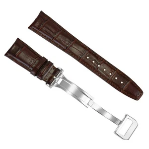 22MM CURVED LEATHER WATCH BAND STRAP FOR IWC BIG PILOT PORTUGUESE AVIATION BROWN - Picture 1 of 4