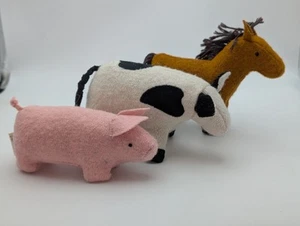 Olli Ella Farm Animals Cow Horse Pig Wool Felt Stuffed Animals - Picture 1 of 7