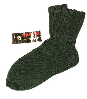 S33) handgestrickte weiche dicke Wollsocken Gr. 45 46 tannengrün Socken Strümpfe - Bild 1 von 3