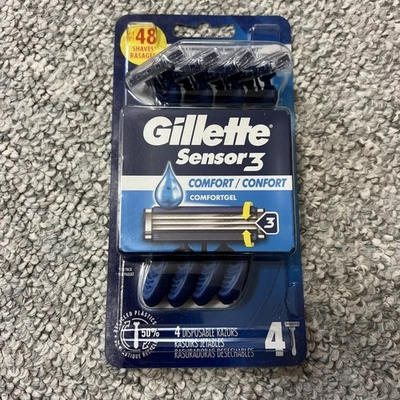 Gillette Sensor 3 Maquinillas de Afeitar Desechables con Gel Confort y Cabezal de Pivote 40°, Paquete de 4 Foto 1 de 4