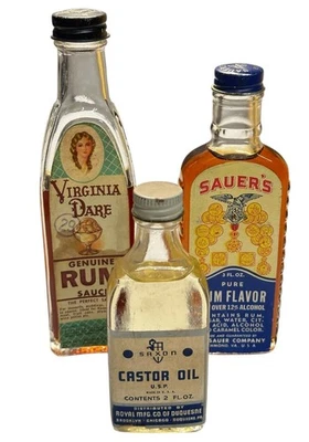 3 Vtg flavoring and medicinal glass bottles Virginia Dare, Sauer’s & Saxon - Image 1 of 4