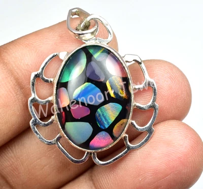 925 Sterling Silver Handmade Pendant 25.00 Ct Fire Opal N Onyx Oval Gemstone - Image 1 of 4