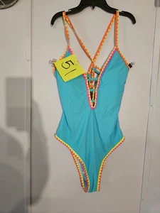 Traje de baño Popvil azul años 80 nuevo con etiquetas talla grande corte alto - Imagen 1 de 11