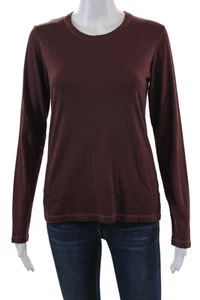 Monrow Womens Long Sleeve Stretch Pullover Round Neck Blouse Top Red Size XS - Picture 1 of 6