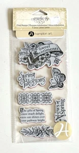 GRAFIK 45 Stempelset - Süße Sprüche, Frühlingsblüten, Blumen - NEU - Bild 1 von 2