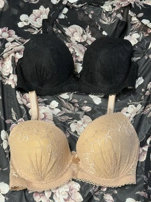 Sujetador de encaje acolchado Jezebel beige y negro talla 36D Foto 1 de 4