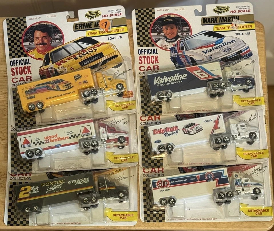 Vintage 90s ROAD CHAMPS Team Transport Haulers Lot Of Six (6) Diecast Haulers  - Image 1 of 4