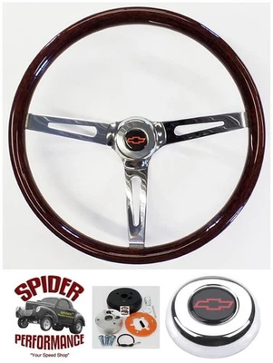 1969-1989 Chevrolet деревянный руль красный галстук-бабочка 15» мышцы автомобиля дерева - Изображение 1 из 4