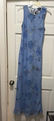 Maxi Vestido De Colección Años 90 Y2k My Michelle Para Mujer Talla 9/10 Azul Floral Hada Cottagecore Foto 1 de 4