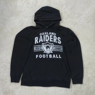 Sudadera con Capucha Comida Chatarra Para Hombres Mediana Oakland Raiders Negra NFL Gráfico Pullover Retro - Imagen 1 de 4