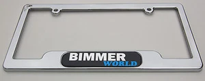 Bimmer World Chrome License Plate Frame Dome Emblem Free caps - Imagen 1 de 5