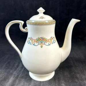 Aynsley Henley Coffee Pot with Lid Smooth Shape Gold Trim with Green Backstamp - Picture 1 of 9