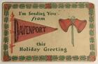 DAVENPORT, IOWA Filzwimpel Weihnachten Urlaubsgrüße 1916 Vintage Postkarte